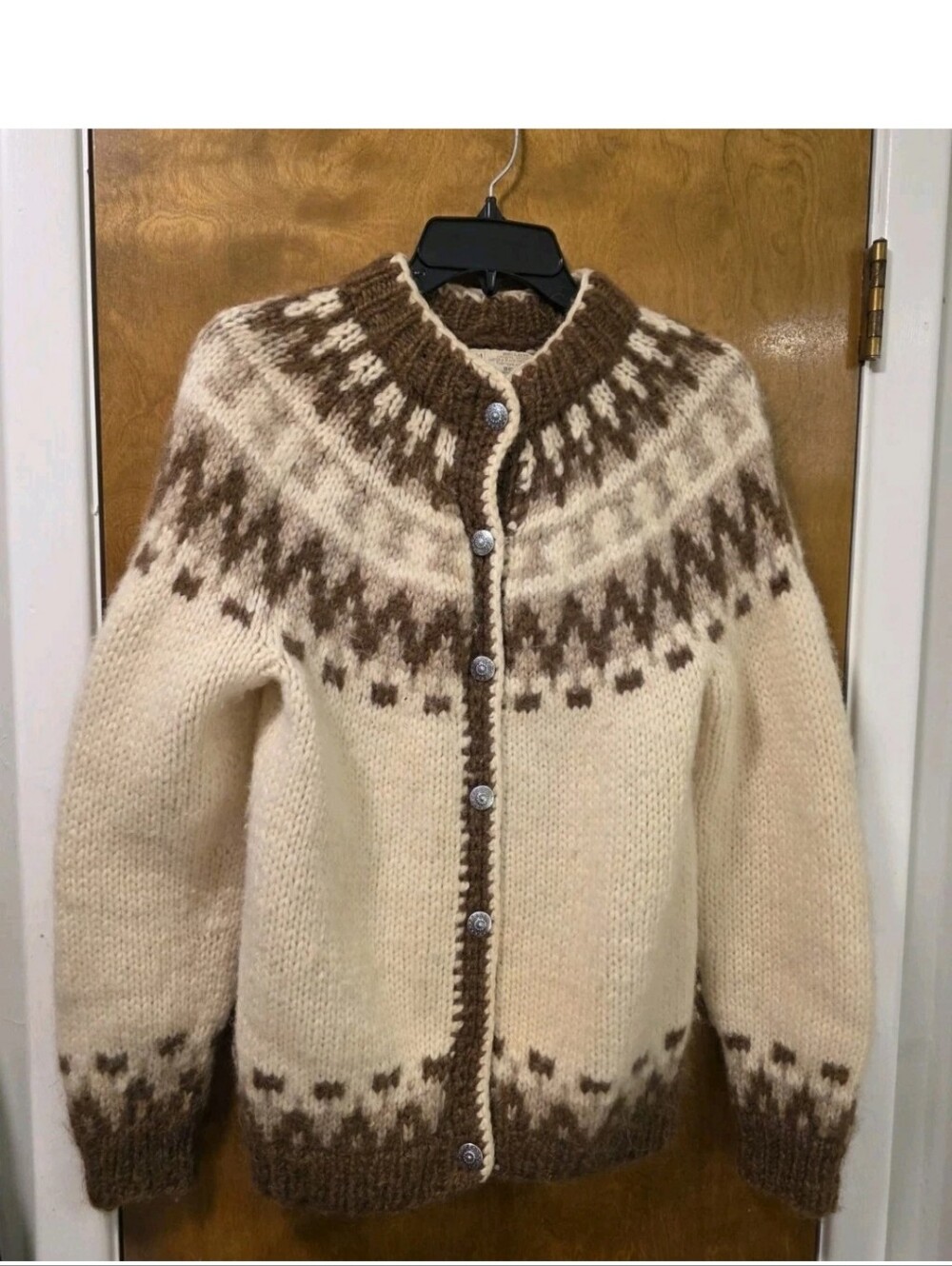 Vintage Men’s Hilda LTD Made In Iceland Nordic Fair Isle Cardigan Jacket Size L